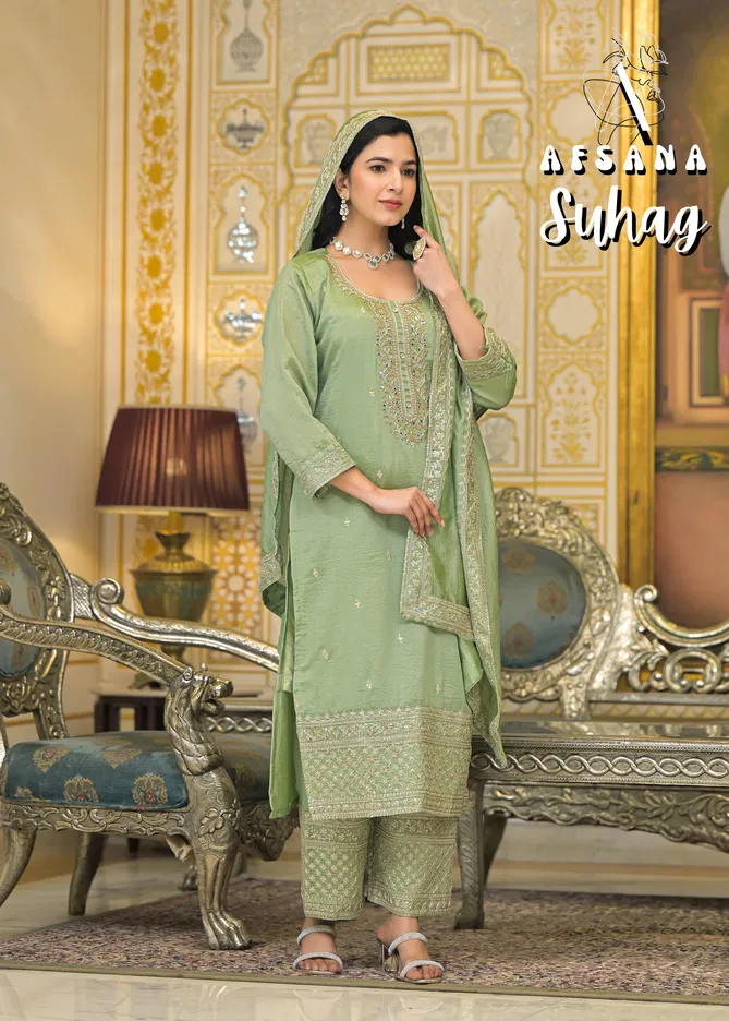 Suhag By Afsana Vichitra Embroidery Readymade Suits Exporters In India